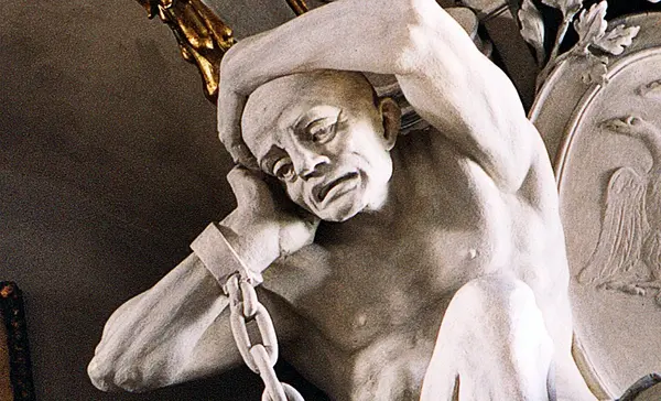 Residenzschloss Rastatt, Gefangener Türke, Stuckfigur