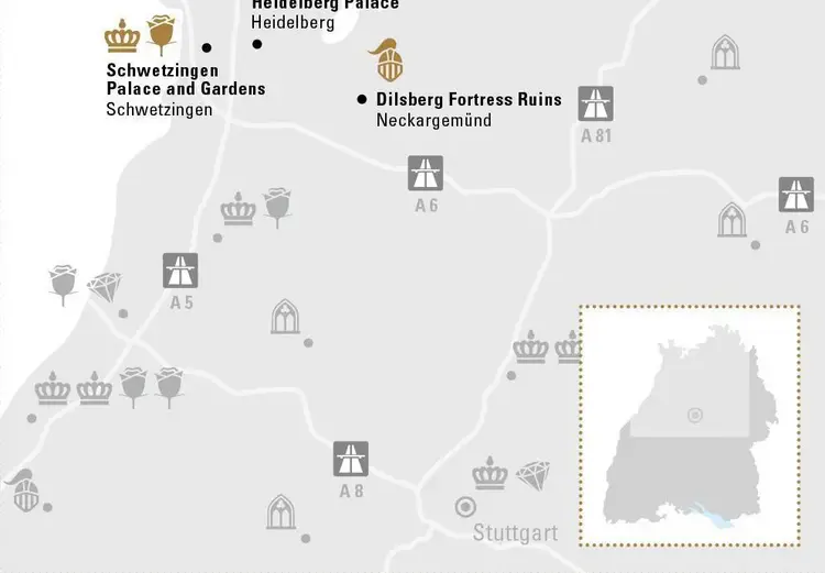 Illustration: Staatliche Schlösser und Gärten Baden-Württemberg, JUNG Kommunikation GmbH Proud residences of the Electoral Palatinate